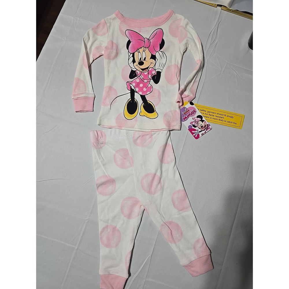 NEW‎ Disney Minnie Mouse Girls Pajamas  Long Sleeves Shirt & Pant 2T Cotton